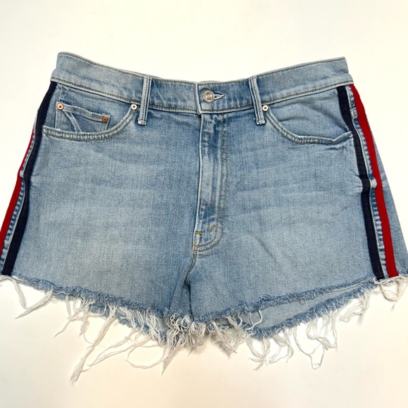 MOTHER Easy Does It Shorts Thanks Again Racer Striped Raw Hem Anchor Nautical 28 - Picture 4 of 14